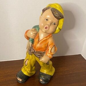 Charming little hobo boy / figurine from the 1970s, ceramic. Great condition.